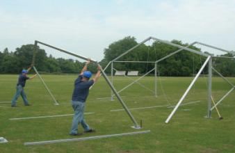 Step 5: Push up third and subsequent A frames to complete structure